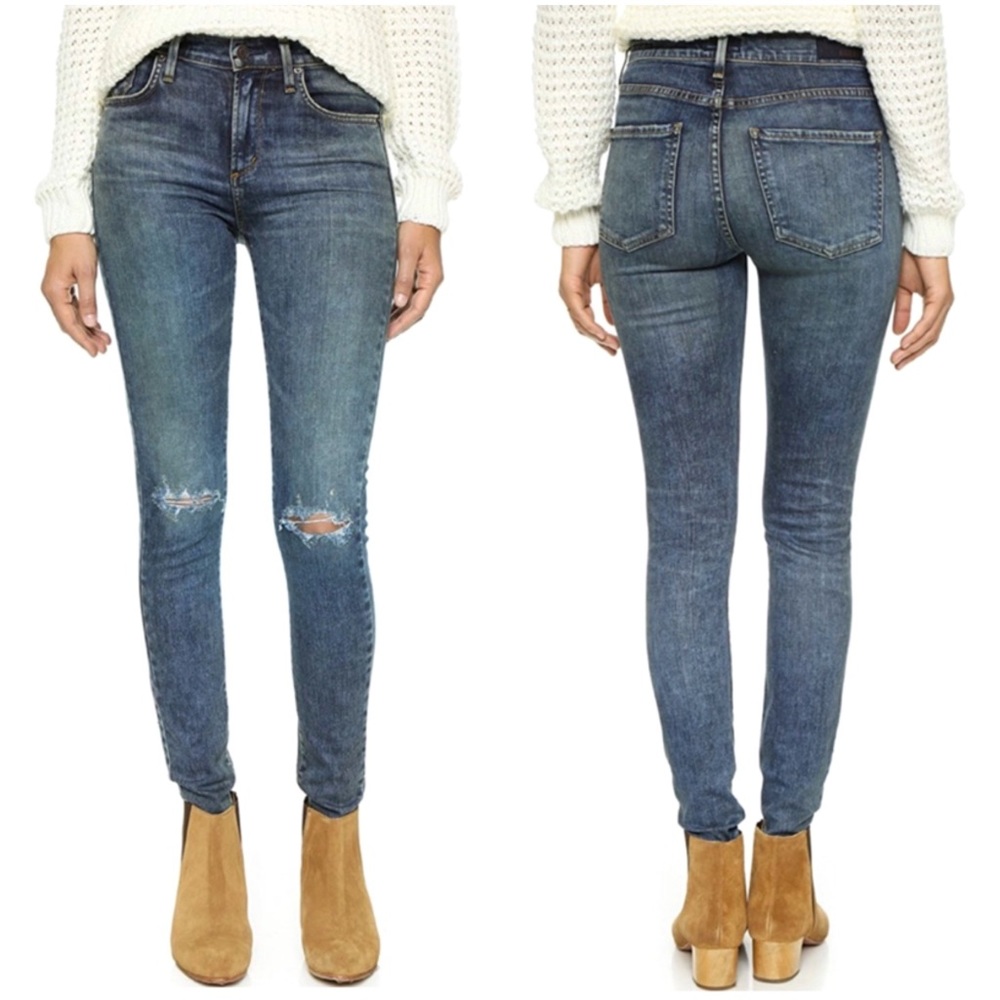 AGOLDE Valencia Blue Sophie High-Rise Distressed Skinny Ankle Denim Jeans